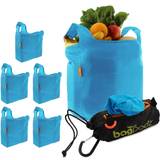 Bagpodz Reusable Shopping Bag Storage System Blue Blue Set Of 5