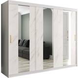 Guld Garderober Barnrum Furniturebox med Speglar Mitt Marmesa 250 Marmormönster - Vit/Guld