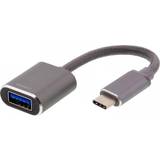 3.1 Kablar Deltaco USB-C 3.1 - USB-A OTG Adapter M-F 0.1m