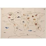 Beige Tavlor & Posters Ferm Living Värlskarta tyg The World Textile Map