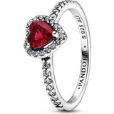 Pärlörhängen Smycken Pandora Elevated Heart Ring - Silver/Red/Transparent