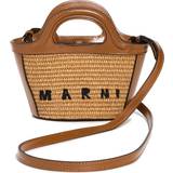 Marni Väskor Marni liten totebag med broderad logotyp dam bomull/bomull/kalvskinn/polyamid/polyester/mässing one size Brun