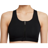 Nike Swoosh Medium-Support Padded Zip-Front Sports Bra - Black/White