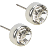 Blomdahl Bezel Stud Earrings - Silver/Transparent