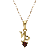 Granater Halsband Gemondo Capricorn Zodiac Charm Necklace - Gold/Garnet