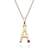 Rubiner Halsband Gemondo Initial A-Z Letter Necklace - Gold/Ruby