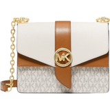 Vridlås Väskor Michael Kors Greenwich Small Color-Block Logo and Saffiano Leather Crossbody Bag - Vanilla/Acorn