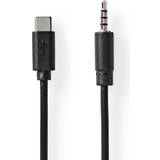 2.0 - 3.5mm kablar - Svarta Nedis USB C - 3.5mm M-M 1m