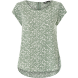 Dam - Gröna Blusar Only Printed Top with Short Sleeves - Green/Lily Pad