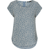 Dam - Lös Blusar Only Printed Top with Short Sleeves - Grey/Blue Mirage