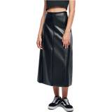 3XL Kjolar Urban Classics Synthetic Leather Midi Skirt - Black
