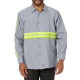 Red Kap Enhanced Visibility Industrial Long Sleeve Work Shirt, Gray, Poly/Cotton, Regular