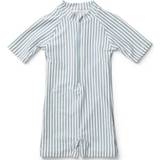 Liewood Badkläder Barnkläder Liewood Max Seersucker UV Sun Suit - Stripe Sea Blue/White