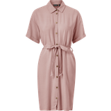 Rosa Klänningar Pieces Vinsty SS Linen Shirt Dress - Woodrose