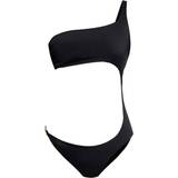 Cut-Out - Dam Badkläder Versace Medusa One Shoulder Swimsuit - Black
