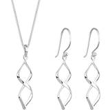 Elli Dam 925 sterling silver hänge halsband med längd med dinglande örhängen, Metall Sterlingsilver Silver, Kubisk zirkonia