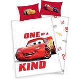 Disney - Röda Textilier Disney Cars Flanell-Kinderbettwsche - rot/wei 100x135