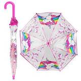 Paraplyer barn Neutral Enhörningsparaply för barn, transparent, vindtätt, paraply med manuell öppning och robust glasfiberram, diameter ca 84 cm