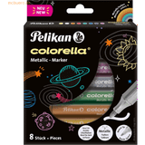 Pelikan Tuschpennor Pelikan 818070 fiberpenna Colorella Metallic 411, 8 färger i vikbar låda