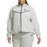 30 - Dam Överdelar Nike Sportswear Tech Fleece Windrunner Full-Zip Hoodie Plus Size - Dark Grey Heather/Black