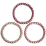Linne Nappar & Bitleksaker Mushie Pearl Teether Bracelet 3-Pack (Linen/Peony/Pale Pink)