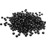 Pärlor bokstäver Rayher 16054576 plastbokstavspärlor, runda, 6 mm ø, svart, dubbelsidig svarta bokstäver, 40 g (ca 400 stycken) saliv- och svettäkta, pärlor för smycken och hantverk