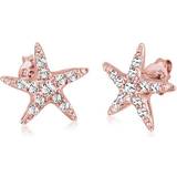 Elli Örhängen dam örhängen sjöstjärna strand med kristaller 925 sterlingsilver, Sterlingsilver, kristall