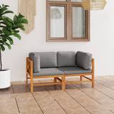 Gråa - Teak Loungeset vidaXL 2-Seater Patio Sofa Outdoor Lounge Set