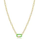 Ania Haie Neon Green Enamel Carabiner Gold Necklace N040-01G-NG