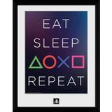 GB Eye Tavlor & Posters GB Eye Inramad poster Playstation Eat Sleep Repeat