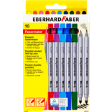 Silver Tuschpennor Eberhard Faber 550010 – Colori tuschpennor i 10 lysande färger, dubbelfiberpenna med tjock och tunn spets, i kartongfodral, för fin ritning och ytmålning