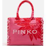 Pinko Röda Handväskor Pinko Dam strand shopping canvas återvinningsväska, Nr1_rosa/röd