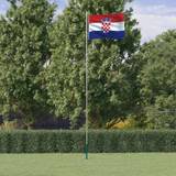 vidaXL Kroatiens flagga flaggstång 6,23