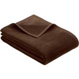 Ibena Hemtextil Ibena Solid Plush Blankets Brown