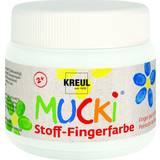 Mucki Färger Mucki Korl 28101 – lysande tyg – fingerfärg, 150 ml i vit, vattenbaserad parabenfri, glutenfri, laktosfri och vegan, optimal för användning med fingrar och händer