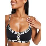 Zebra Badkläder River Island Front Button Bikini Top - Black