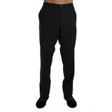 Herr - Silke/Siden Byxor & Shorts Dolce & Gabbana Mens Black Wool Stretch Formal Trousers