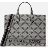 Michael Kors MK Gigi Empire Logo Jacquard Large Tote Bag - Natural/Black