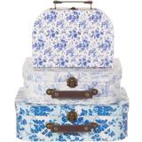 Sass & Belle Silver Barnrum Sass & Belle Celeste blå vita blommiga resväskor set 3