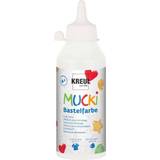Gula Hobbymaterial Kreul 24201 – Mucki pysselfärg för barn, 250 ml i vit, vattenbaserad barnfärg, parabenfri, glutenfri, laktosfri och vegan, tvättbar, färgningsbar med borste och svamp