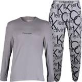 Herr - Svarta Pyjamasar Calvin Klein Modern Structure Logo Print Loungewear Set, Grey/black