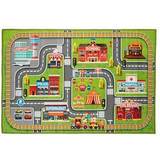 Relaxdays Children's Playmat with City Streets Motif, 150 x 100 cm, Short Pile, Rubberised No-Slip Underside, Colourful