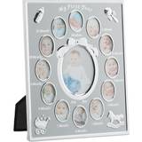 Silver Hand- & Fotavtryck Relaxdays Nursery Picture Frame for 13, Month Aluminium Photo Calendar, 29 x 24 cm, Display Collage, Silver, 29 x 24 x 0.85 cm