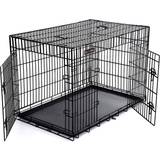Hundar Husdjur Songmics feandrea xxl Dog Puppy Cage Foldable Metal Pet Carrier 2 Doors with Tray