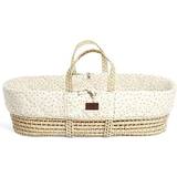Bomull Babykorgar The Little Green Sheep Quilted Moses Basket & Rocking Stand Bundle Linen Rice 44x84cm
