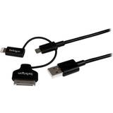 Lightning - Skärmad - USB-kabel Kablar StarTech USB A 2.0 - USB B Micro/Lighting/30-Pin 1m