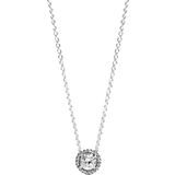 Pandora Round Sparkle Halo Necklace - Silver/Transparent