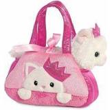 Aurora Fancy Pals Plush Princess Cat in a pink bag, 20 cm
