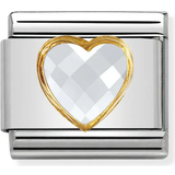 Nomination Composable Classic Multifaceted Heart Link Charm - Silver/Gold/White