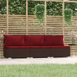 Röda Loungeset Utemöbler vidaXL 3-Seater Sofa with Cushions Outdoor Lounge Set